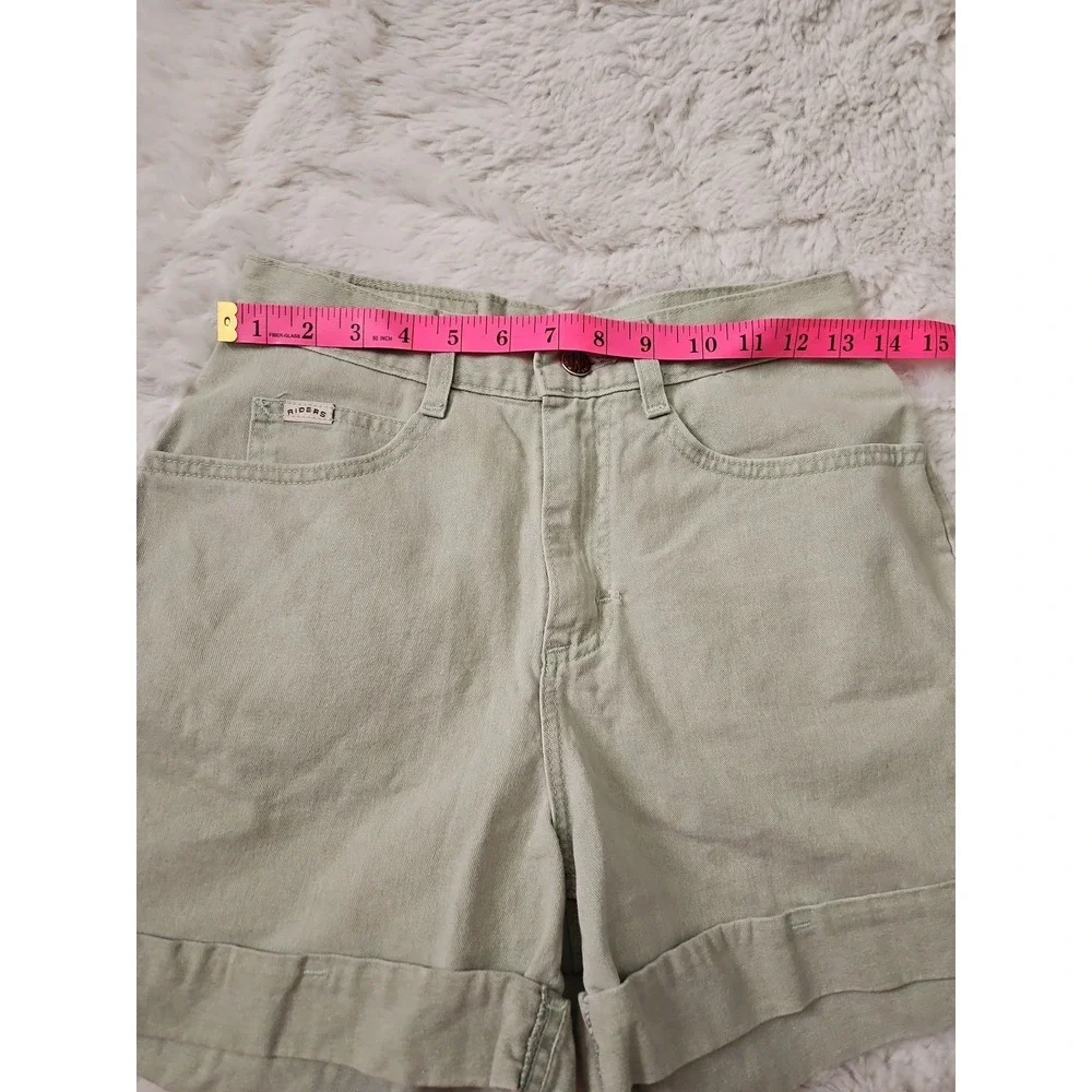 VTG 90s Denim Riders High Waisted Sage Green Shorts Women's Size 6M 26